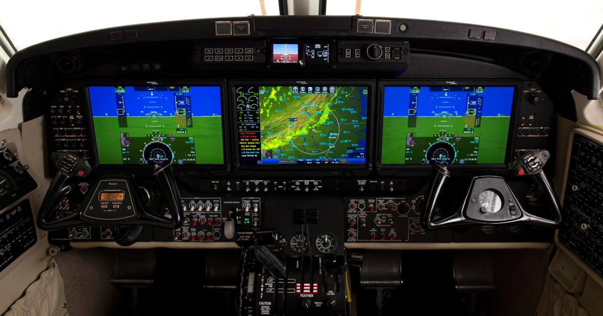 Brazilian operators of the Beechcraft King Air 350 can now upgrade their cockpits to the Pro Line Fusion avionics suite. [Photo: Rockwell Collins]
