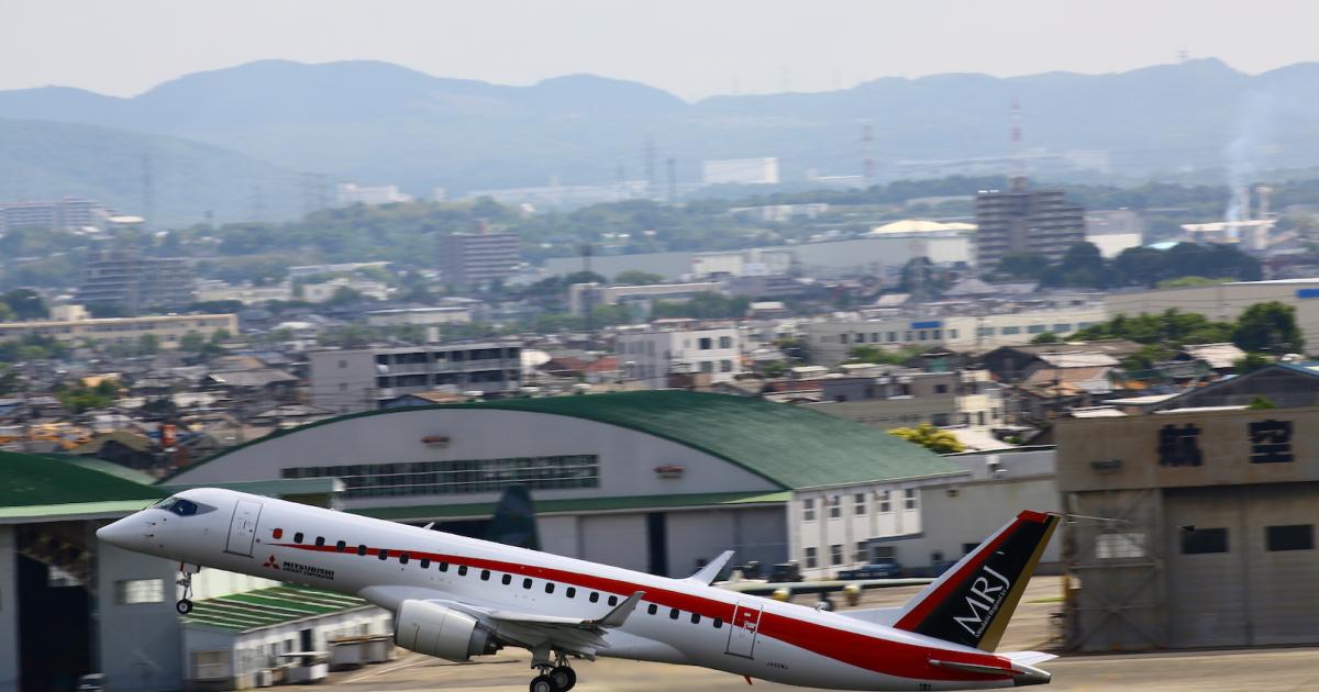 Mitsubishi is still preparing to fly the first prototype of its MRJ airliner to the Japanese company's new engineering facility at Moses Lake in Washington state. [Photo: Mitsubishi Aircraft Corporation]