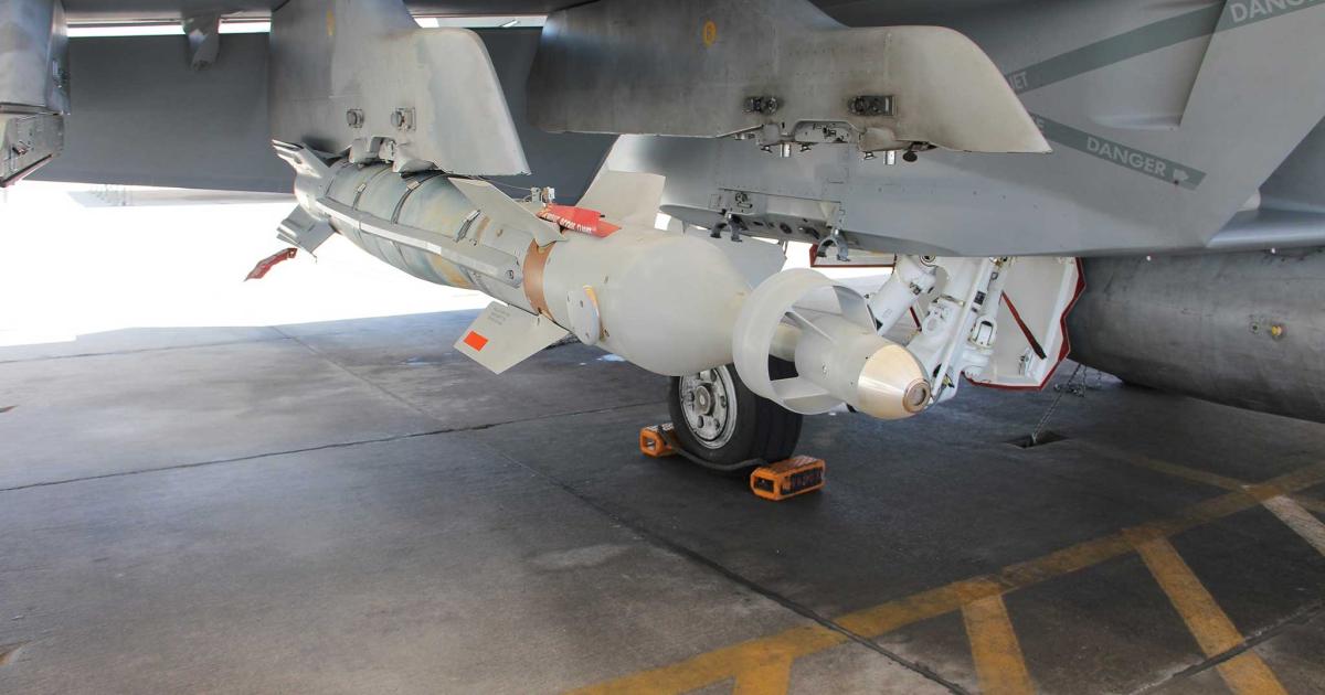 The new Lockheed Martin Dual-Mode Plus weapon on a U.S. Navy F/A-18 Super Hornet (Photo: Lockheed Martin)