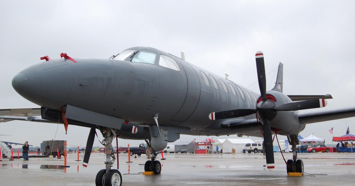 This Fairchild RC-26B of the US Air National Guard is one of various US military aircraft supported by Elbit Systems of America from its facility in San Antonio. (Chris Pocock)
