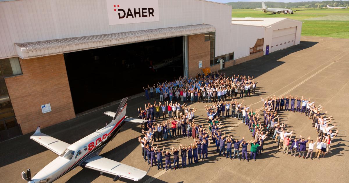 Daher rolled out the 800th TBM from its final assembly line at France’s Tarbes-Lourdes-Pyrenees Airport on September 12. The aircraft, a TBM 930, was delivered yesterday to Eliiott Aviation in Des Moines, Iowa. (Photo: Daher)
