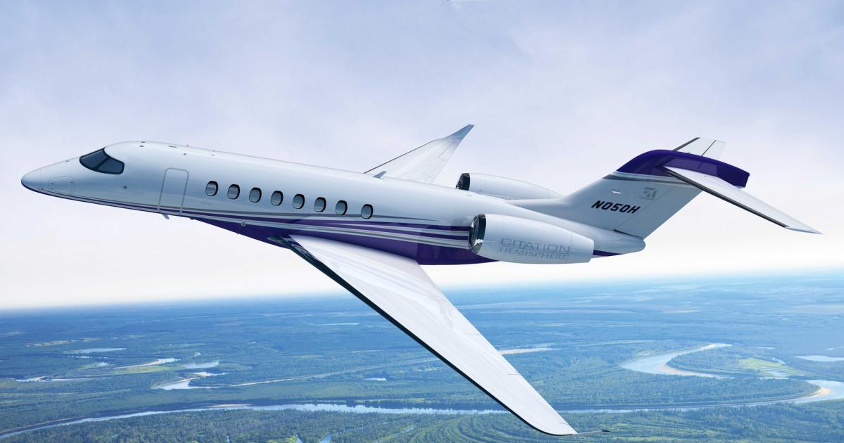 Jetcraft sees aircraft manufacturers increasingly focusing their research and development budgets on higher-end products. This is exactly the case with Textron Aviation's Cessna Citation Hemisphere, which will be the company's largest business jet to date. (Photo: Textron Aviation)