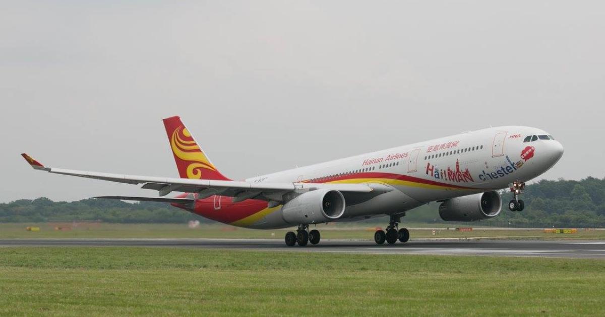 A Hainan Airlines Airbus A330 takes off from Manchester Airport in the UK. (Photo: Flickr: <a href="http://creativecommons.org/licenses/by/2.0/" target="_blank">Creative Commons (BY)</a> by <a href="http://flickr.com/people/78498223@N06" target="_blank">chaya760 aka Kristian Sagia</a>)