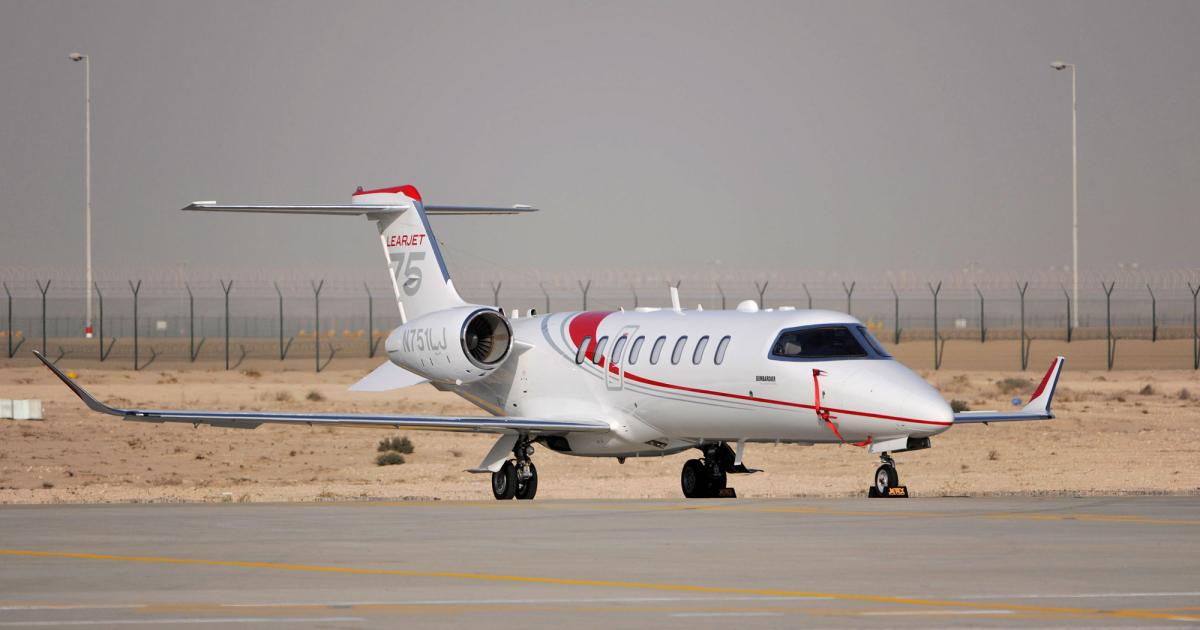 Leading into the NBAA show, Bombardier had “aggressive” marketing plans for its Learjet 75, as the company pondered whether the Learjet unit fit in with its long-term plans. Photo: Mark Wagner