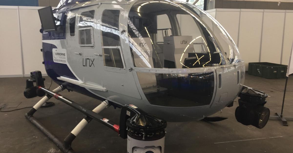 At Helitech, Airborne Technologies is displaying its Airborne Linx and sensor carriage system on a BO105. (Photo: David Donald)