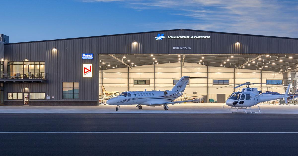 Hillsboro Aviation is now operating from a 51,000-sq-ft FBO and hangar at Oregon’s Portland-Hillsboro Airport. (Photo: Hillsboro Aviation)