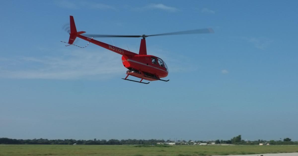 The battery-powered R44 made several flights in September during which it accomplished hover, hover taxi and a record five-minute cruise flight to 400-feet altitude with a peak speed of 80 knots. (Photo: Tier 1 Engineering)