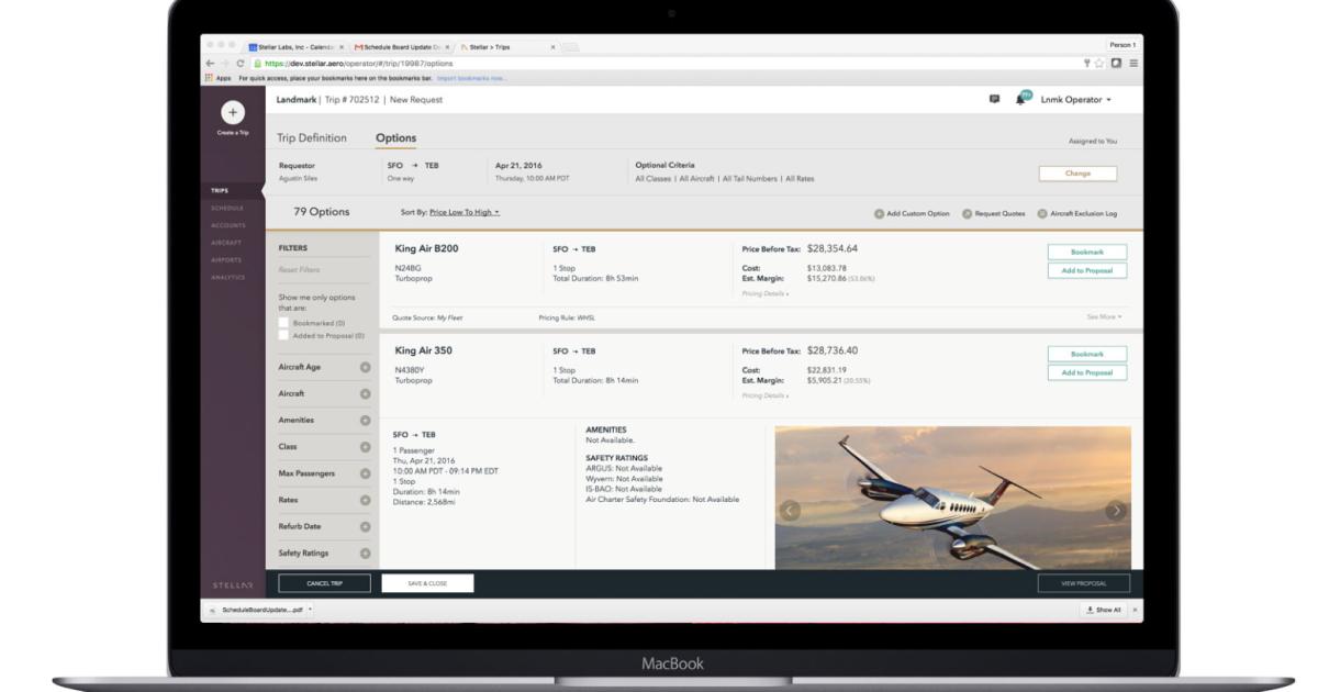 Stellar Labs is combining its commercial operations system with the Rockwell Collins ArincDirect Flight Operations System 