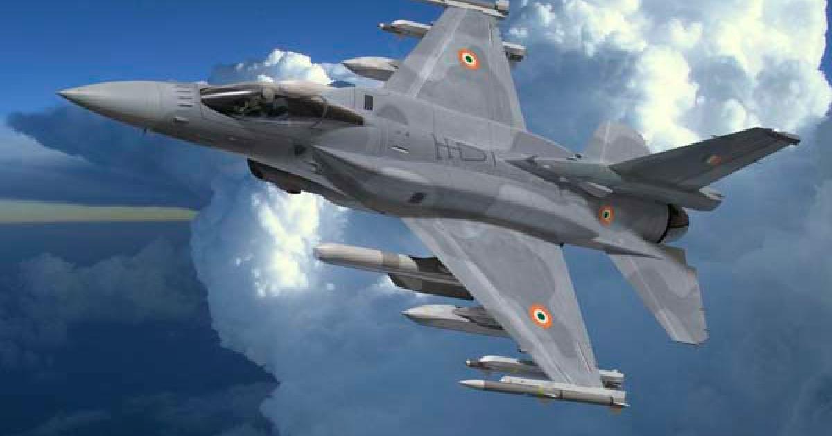 Lockheed Martin released this artist’s impression of an F-16 in Indian air force colors in 2011, when the type was previously evaluated for the MMRCA contract. (Image: Lockheed Martin)