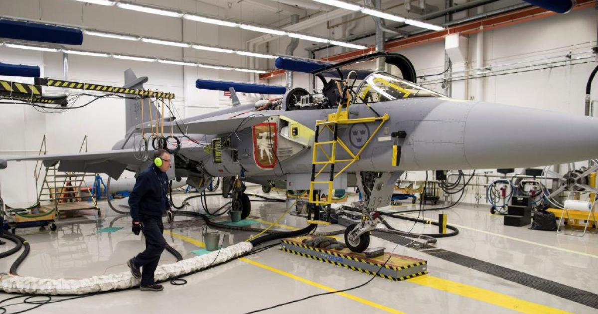 The first Gripen E is being kept on the ground while software development is completed. (Photo: Saab) 