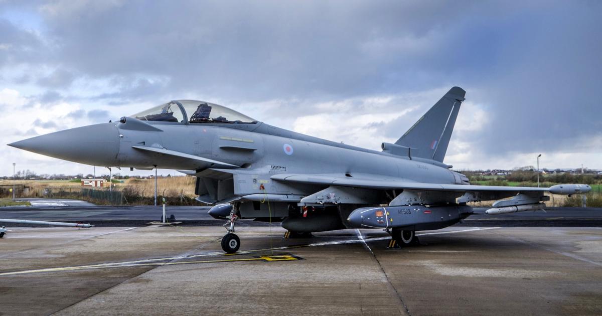 A British Eurofighter Typhoon has been fitted with Storm Shadow missiles on underwing weapons stations, but final integration could still be two years away. (Photo: BAE Systems) 