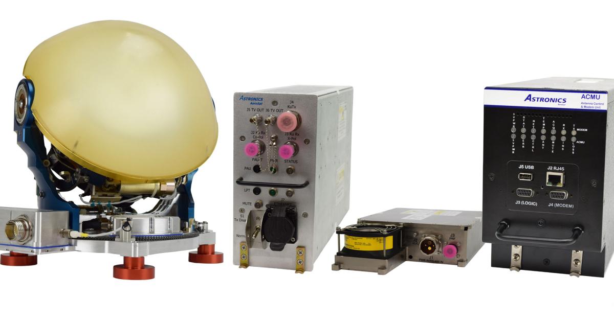 Astronics AeroSat’s T-200 product family provides a host of internet, telephony and DBS-TV capabilities. 