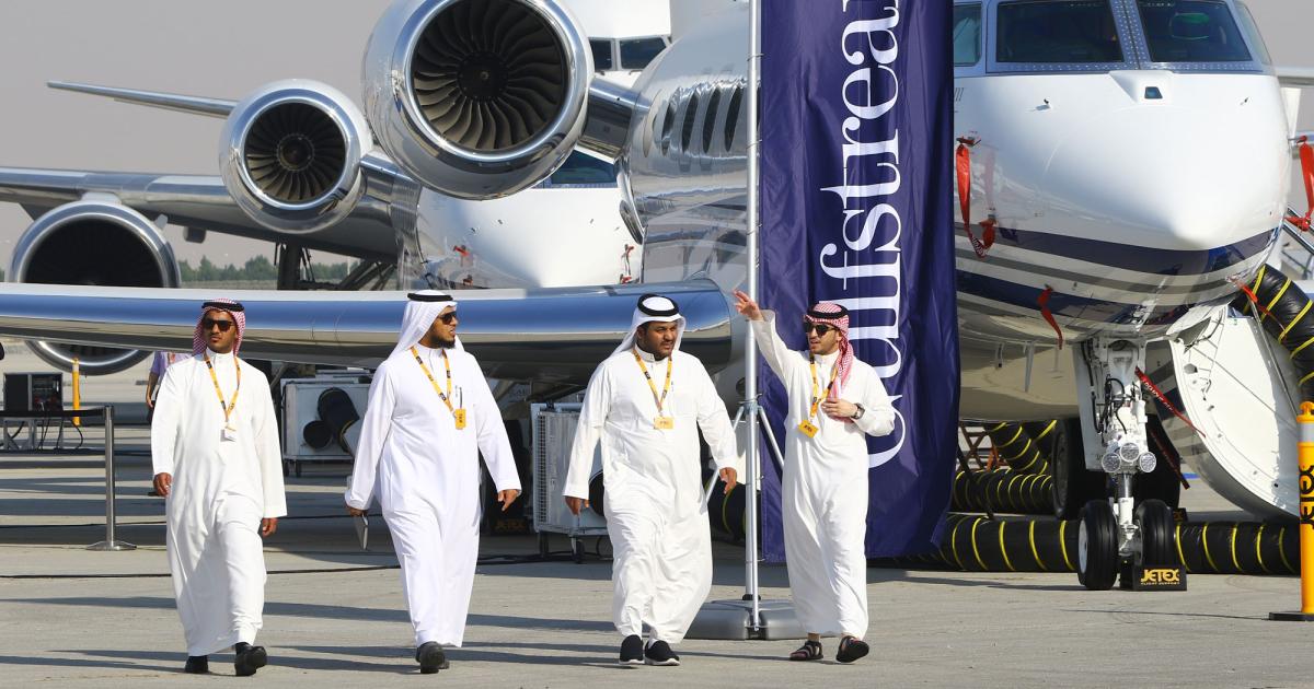 About 10 percent of the Middle East’s corporate aircraft fleet of midsize and large-cabin business jets and private airliners, worth almost $1 billion, is currently for sale, according to new research from financing firm Global Jet Capital (GJC). (Photo: David McIntosh/AIN)