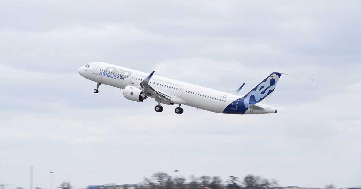 The Pratt & Wnitney-powered Airbus A320neo accumulated 350 test hours during 130 flights. (Photo: Airbus)