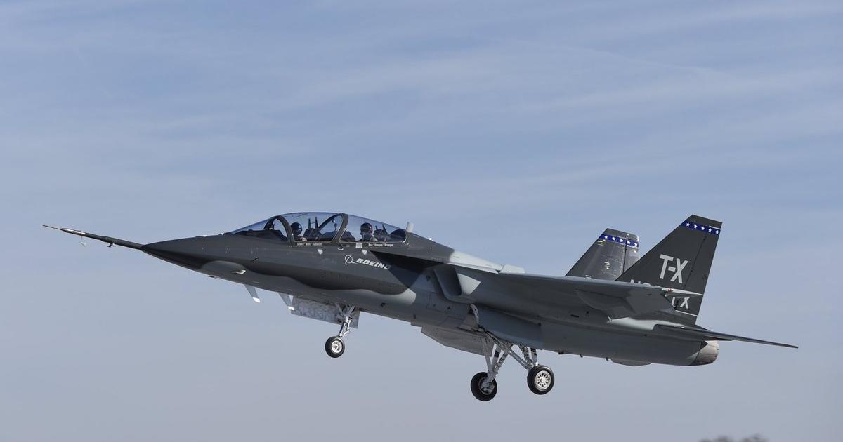 Boeing's new T-X training jet prototype, developed with Saab, makes its first flight from St. Louis on December 20. (Photo: Boeing)