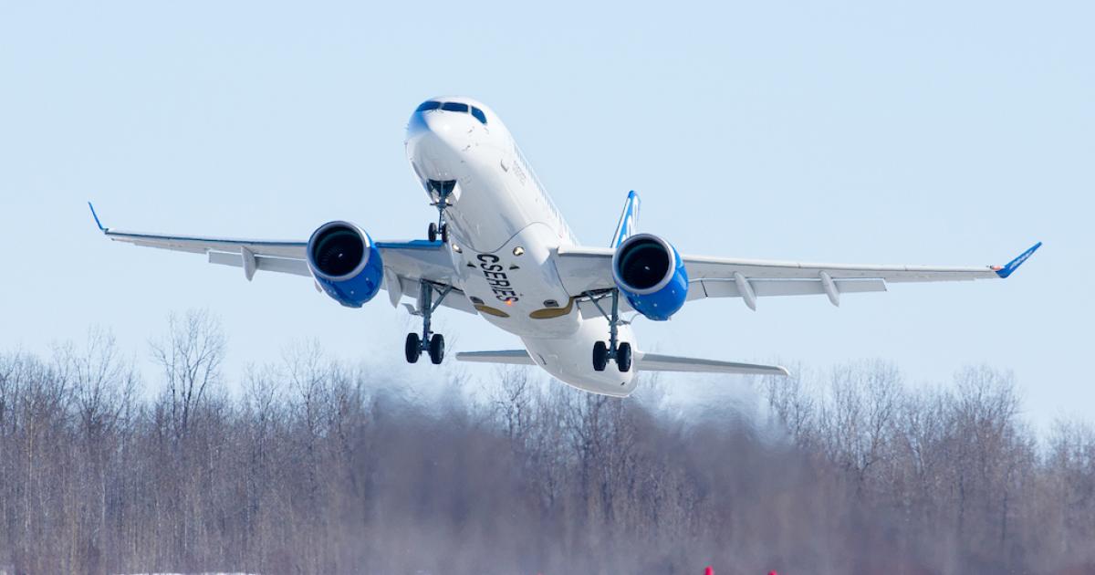 The Bombardier C Series CS300 recently entered service with its launch customer, Air Baltic. (Photo: Bombardier)