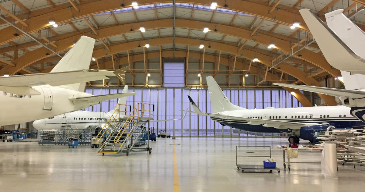 Aircraft the size of Boeing's BBJ and Airbus' ACJ are easily accommodated by Amac's massive hangars at Switzerland's EuroAirport Basel-Mulhouse.