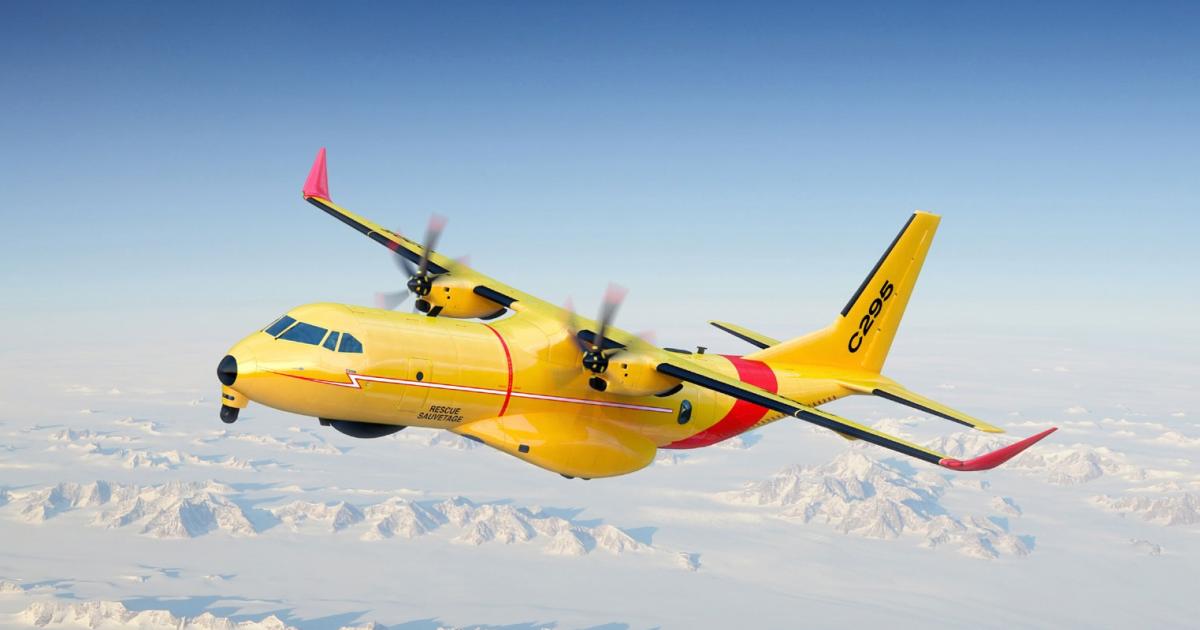 An artist's impression of the C295W in Canadian search-and-rescue colors. (Image: Airbus DS)