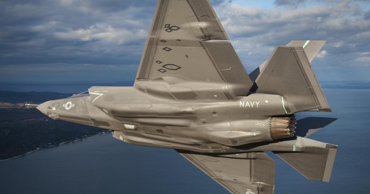 The second developmental test F-35C inflight. The new US President wants big cost savings in the Lightning II program. (Lockheed Martin)
