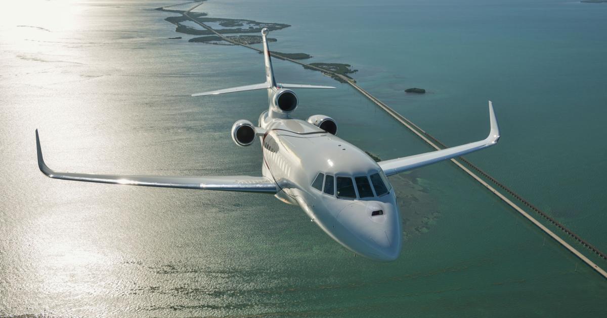 Sales, deliveries and backlog of Dassault Falcons were down across the board last year as the French aircraft manufacturer cited a "difficult business jet market." (Photo: Dassault Falcon/Katsuhiko Tokunaga)