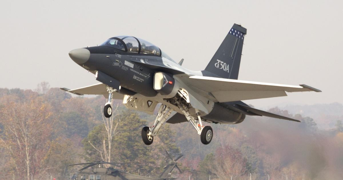 Lockheed Martin's T-50A jet trainer is shown at Greenville, S.C., where it started flight tests in November. (Photo: Lockheed Martin)