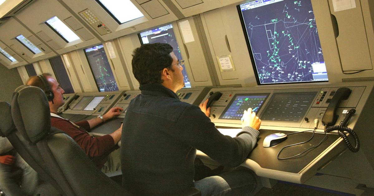 Controllers monitor air traffic at the Maastricht Upper Area Control Center in the Netherlands. (Photo: Eurocontrol)