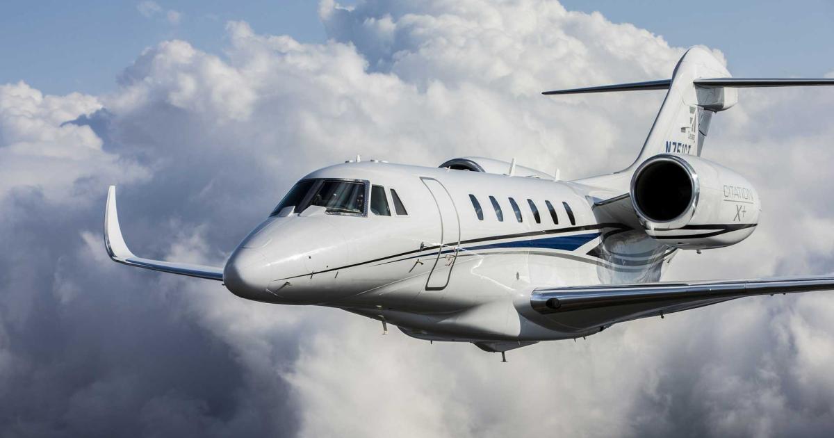 Textron Aviation will trim production of legacy jets such as the Citation X+ and Sovereign+ as it expands output of newer models, such as the Latitude and, later this year, the Longitude. (Photo: Cessna)