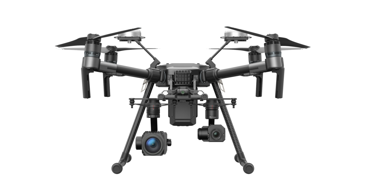 The top of the line Matrice 210 RTK comes with differential GPS antenna modules extending above the airframe. (Photo: DJI)