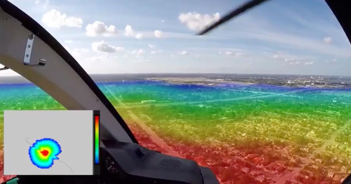 A video showing an experimental system that provides the real-time noise signature pattern for helicopters was played at the Fly Neighborly session yesterday here at Heli-Expo.