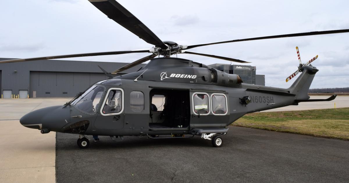 Boeing and Leonardo Helicopters displayed their MH-139 offering to the Air Force at Dulles International Airport. (Photo: Bill Carey)