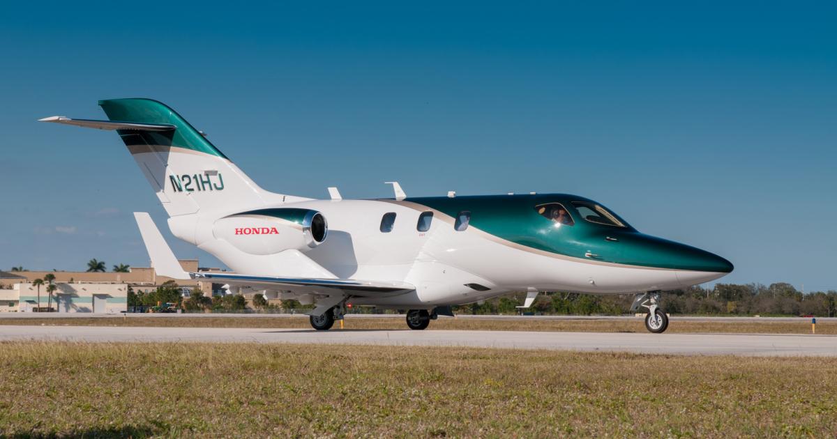 HondaJet N21HJ will be on static display at Sun 'n' Fun 2017 in Lakeland, Florida, from April 4 to 9. The twinjet will also participate in the daily aerial displays at the airshow. (Photo: Banyan Air Service)