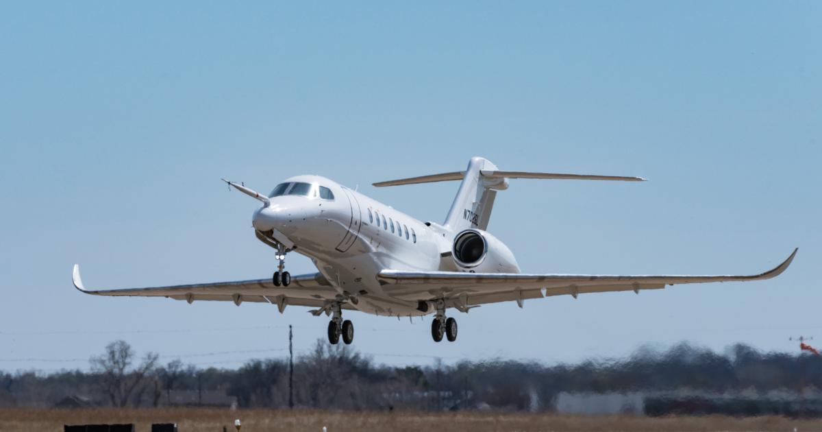 Textron Aviation added the third Cessna Citation Longitude to its flight-test program on March 17. FAA certification of the new super-midsize jet is expected by the end of 2017. (Photo: Textron Aviation)