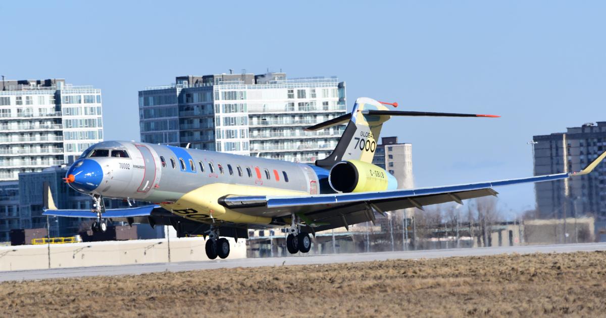 Bombardier's new Global 7000 is now being flight tested as it prepares to enter service in 2018. [Photo: Bombardier]