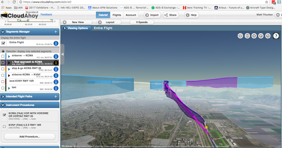 CloudAhoy Version 5.0 adds new instrument approach review features and SkyVector worldwide VFR and IFR charts.