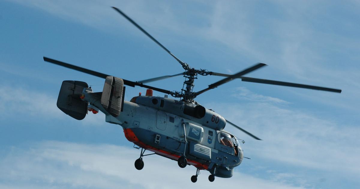 Shown, a Russian navy Ka-27PS factory-standard machine. The Navy's Ka-27PL antisubmarine versions are getting an upgrade after 30 years. (Photo: Vladimir Karnozov)