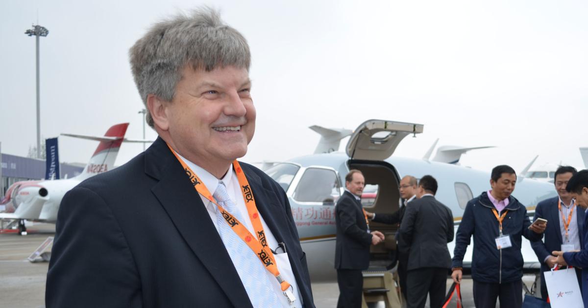 Company president Alan Klapmeier hopes One Aviation’s Eclipse very light jet 
will find success in China.
