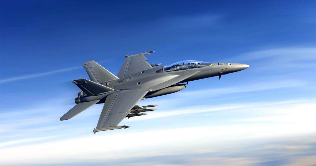 The F/A-18E/F Super Hornet Block III would have new networking components for network-centric communications. (Image: Boeing)