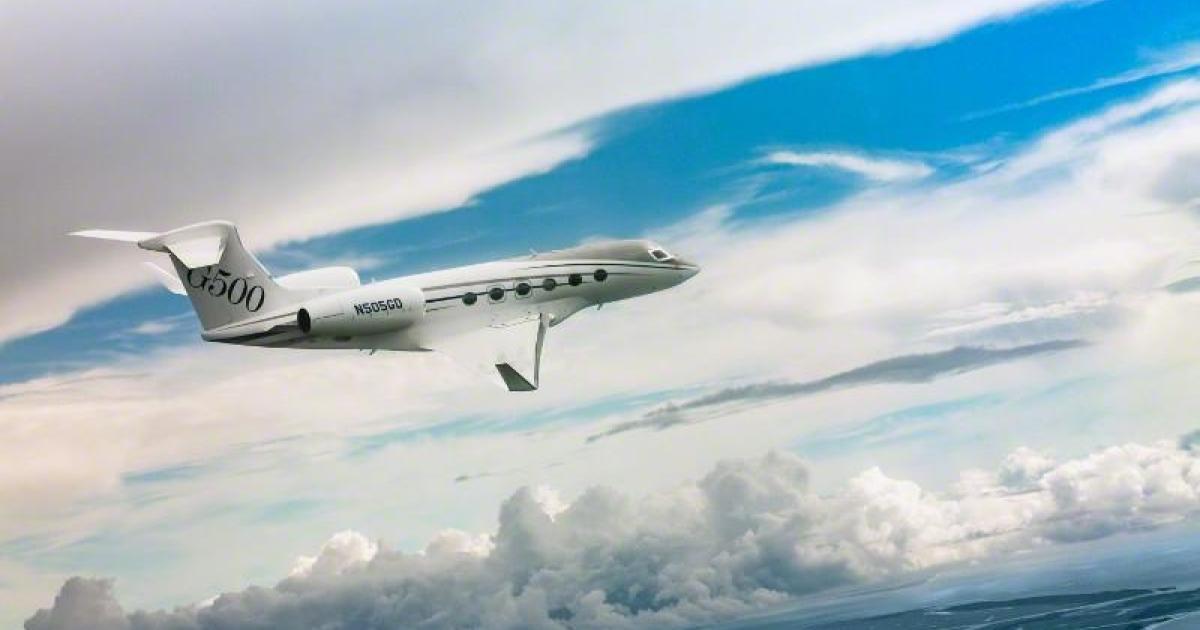 The G500 recently marked its longest flight on a mission from Savannah, Ga., out past San Francisco over the Pacific Ocean and back to Savannah. (Photo: Gulfstream Aerospace)