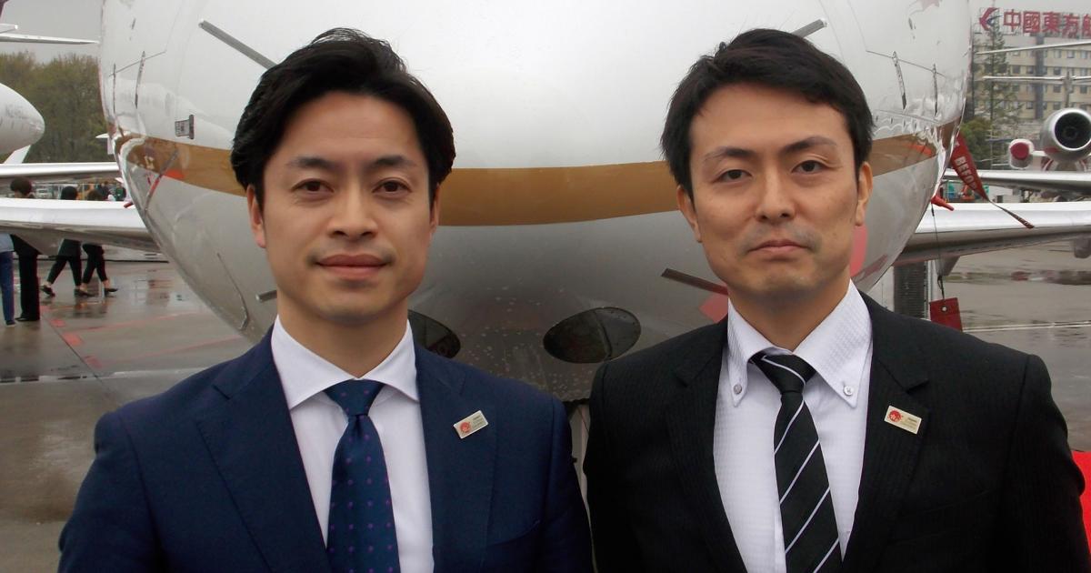 Japan’s Civil Aviation Bureau is represented here by Shota Fukuzawa, chief official (left) and Kenji Sakata, deputy director, policy research office.