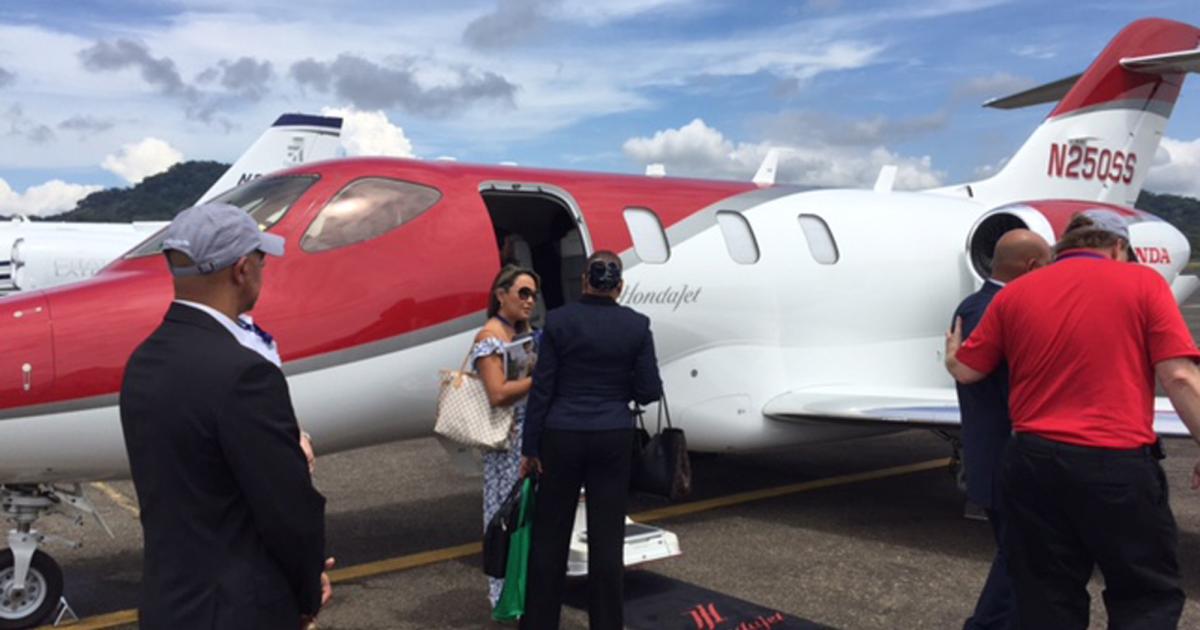 The HondaJet made its debut at Central American business aviation show Aero Expo Panamá Pacífico on April 20 and 21. This marked the third airshow debut in April for the HondaJet, behind the Sun ’n’ Fun Fly-In in Lakeland, Florida, and ABACE in Shanghai. (Photo: Honda Aircraft)