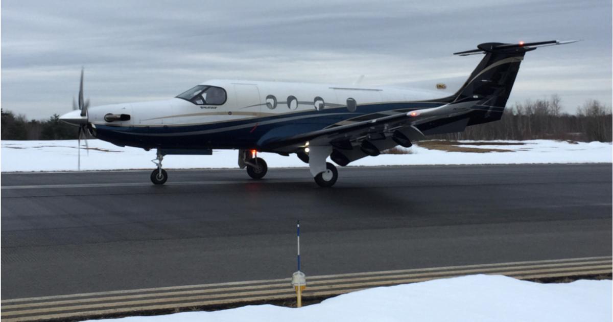 Advent Aircraft Systems recently completed tests of its eABS braking system for the PC-12 and soon expects FAA STC approval for it. The tests were conducted on both dry and wet runways and without the use of reverse thrust at Maine’s Sanford Seacoast Regional Airport. (Photo: Advent Aircraft Systems)