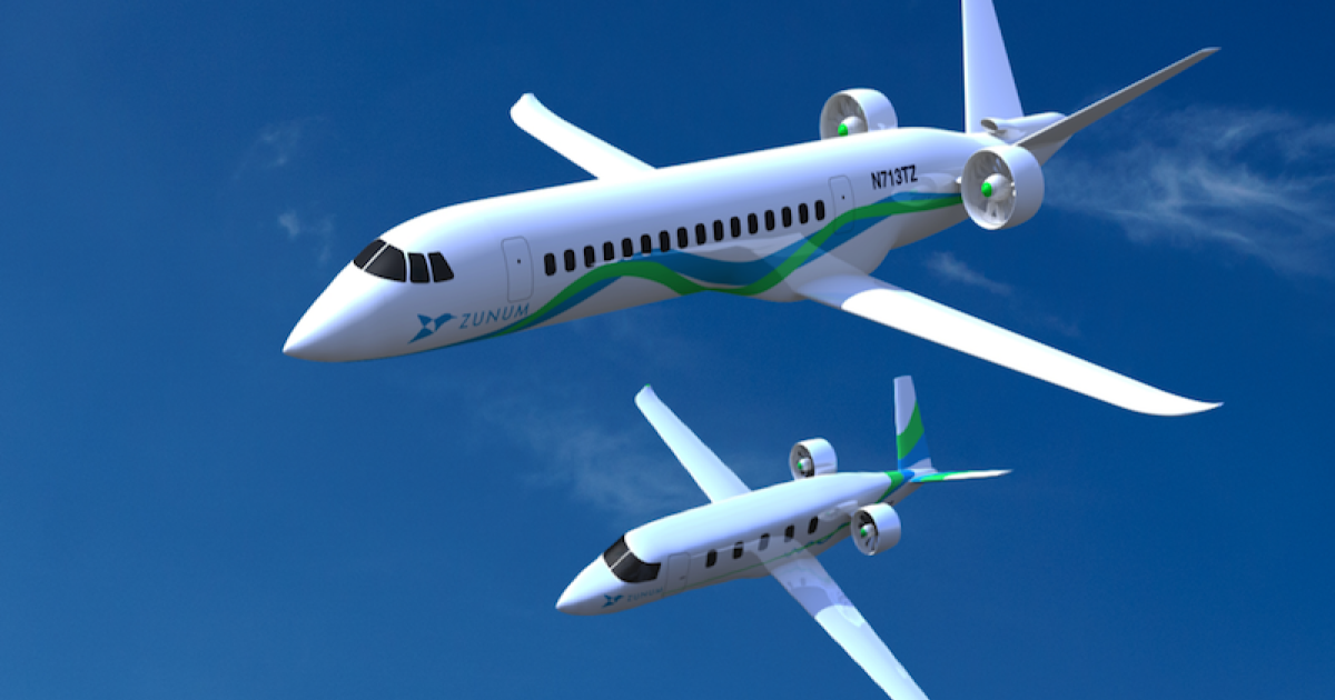 Zunum's hybrid-electric regional aircraft would carry between 10 and 50 passengers. (Image: Zunum Aero)