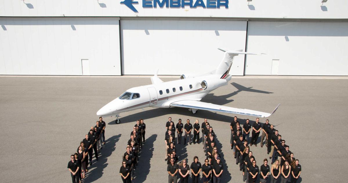 On May 4, Embraer delivered its 1,100th business jet—a Phenom 300 that was handed over to fractional provider NetJets. (Photo: Embraer Executive Jets)