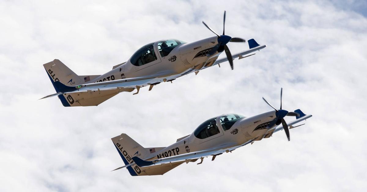CAE operates the U.S. Army’s fixed-wing training school at Dothan, Alabama, using Grob G120TPs and Beechcraft C-12s (photo: CAE)