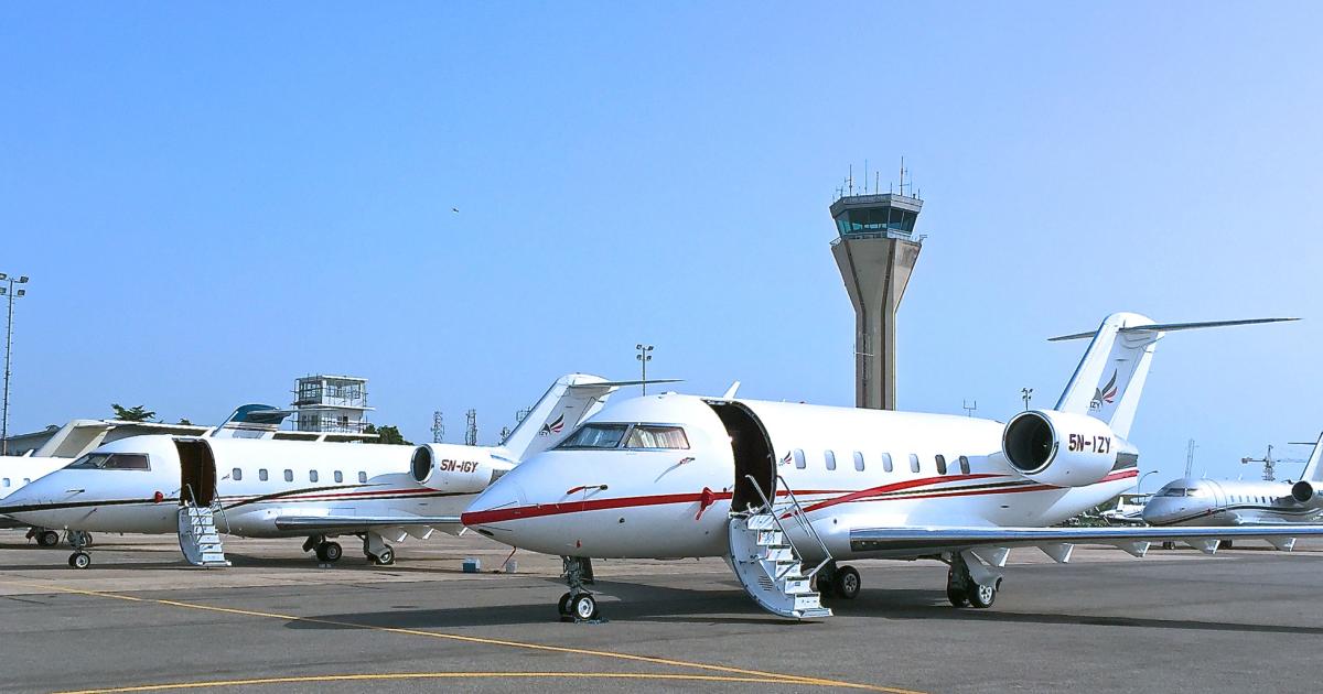 Nigeria’s Izy Aviation operates this appropriately registered Challenger 601 on global charter service. Izy and other Nigerian operators are finding new markets as airlines cut back services.