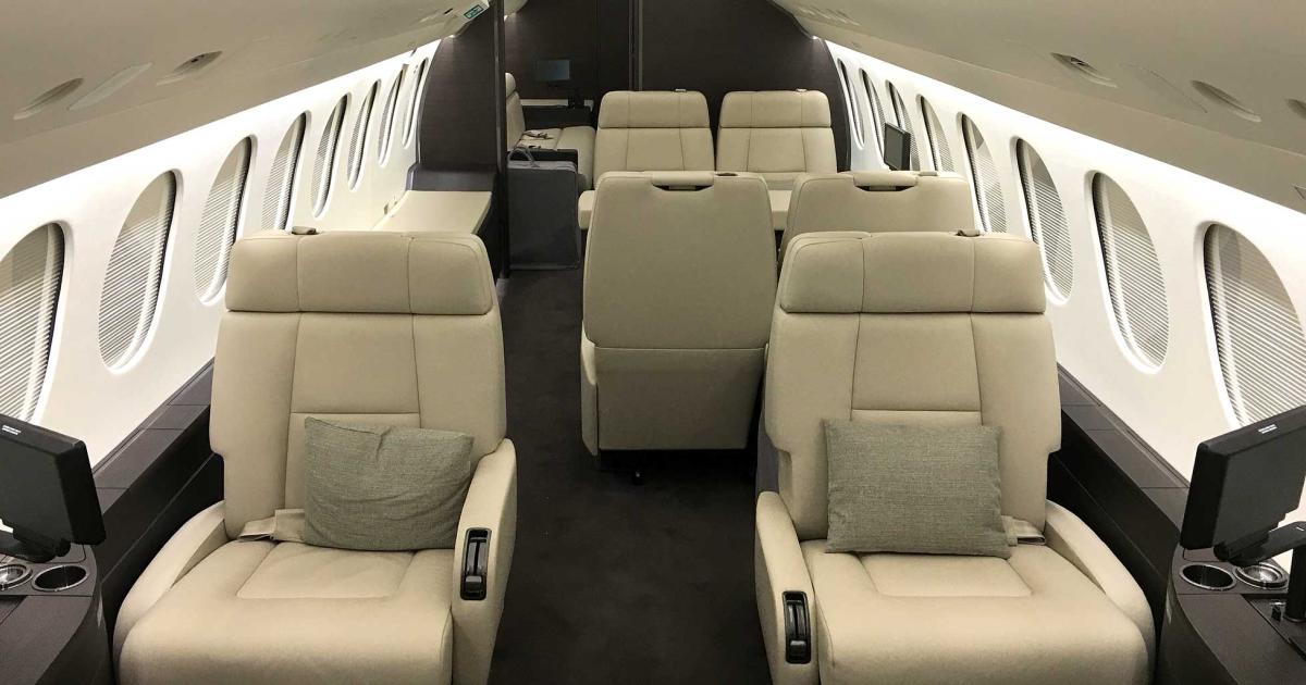 One of ExecuJet’s newest aircraft, a Dassault Falcon 8X, was completed by ExecuJet personnel.