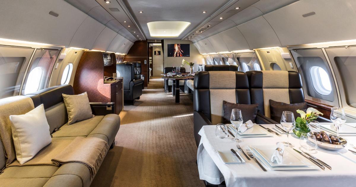Unable to demonstrate its VVIP services like this jet’s interior appointments in the EBACE 2017 exhibit hall, Global Jet is taking its potential customers to its nearby headquarters.