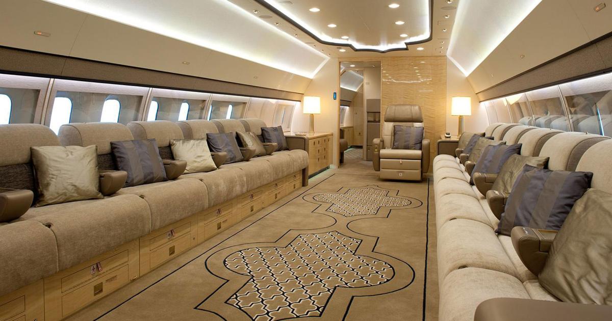 Large aircraft like the BBJ3 featured here can offer bewildering cabin configuration options. Experienced completion centers like Jet Aviation can help operators decide.