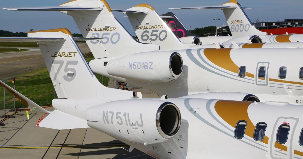 Bombardier’s fleet of four demonstration aircraft—Global 6000, Challenger 650 and 350, and Learjet 75—stopped off in Amsterdam where they were refueled with AltAir biofuel at the KLM Jet Centre for the final lap to Switzerland for EBACE 2017. (Photo: David McIntosh/AIN)
