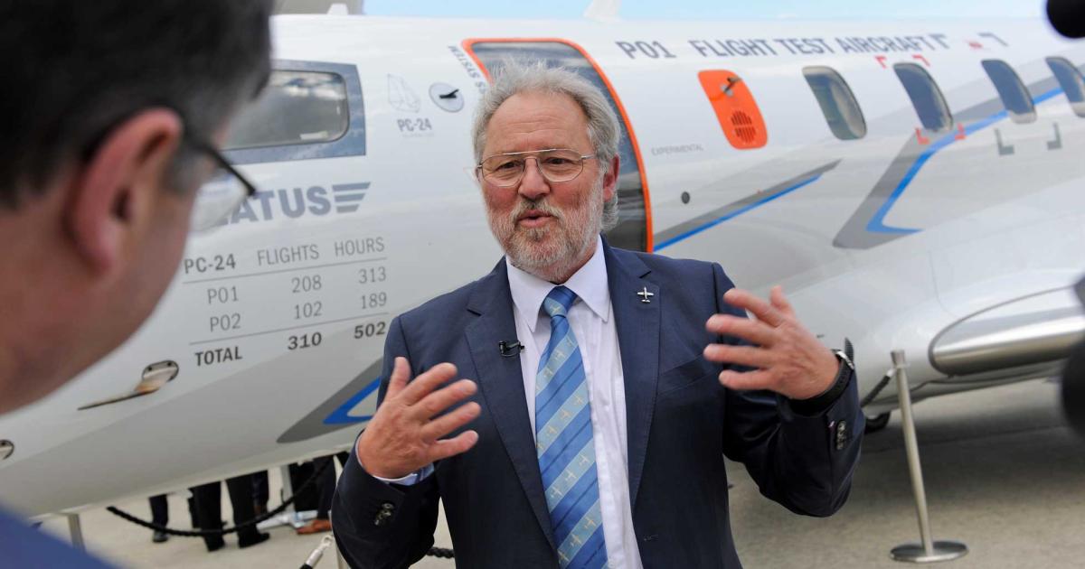 Pilatus chairman Oscar Schwenk believes the PC-24 midsize jet, due to enter service in late 2017, promises above-average runway performance and a spacious cabin.